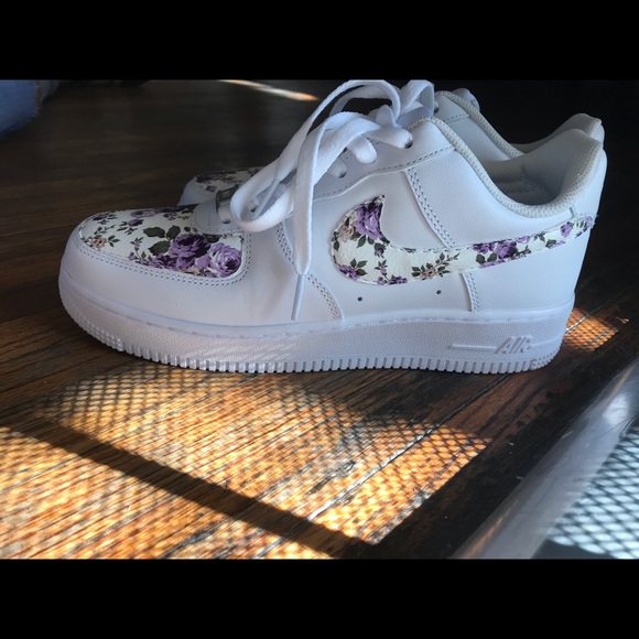 drip creationz Shoes - Drip Creationz Purple Flowers AF1